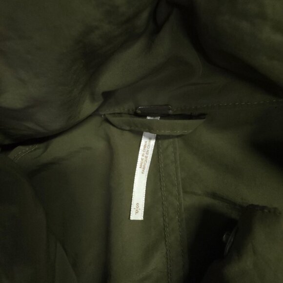 Free People Jacket Womens S - M Green Drawstring High Collar Zip Snap Boho Coat - Picture 4 of 12